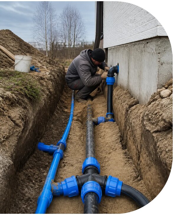 Монтаж наружного водопровода на участке под ключ в Георгиевске