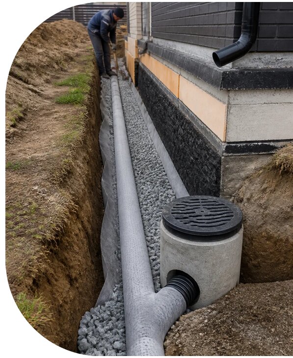 Монтаж дренажной системы вокруг дома в Георгиевске от 1546 р. | АПаруса-Грг